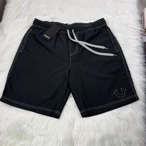 True Religion Black Swim Shorts Men's Size M NWT MSRP $99